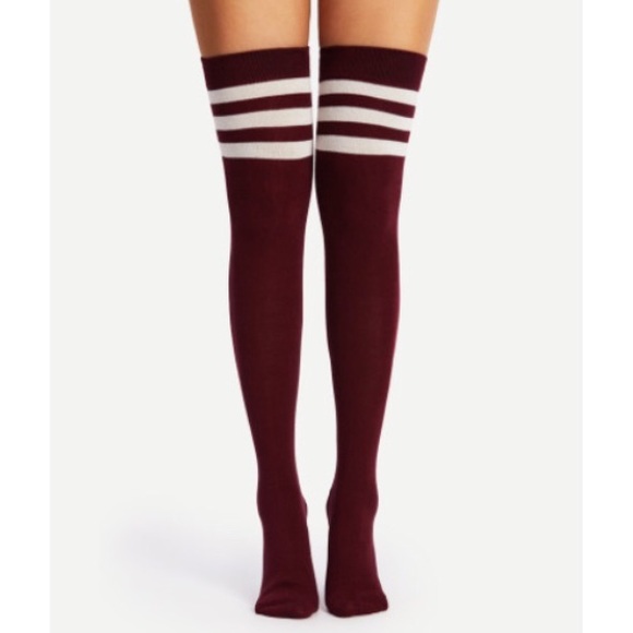 NEW 2 Varsity Stripe Over The Knee Socks Set - Picture 3 of 3
